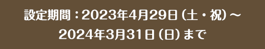 設定期間：2023年4月29日（土・祝）～2024年3月31日（日）まで