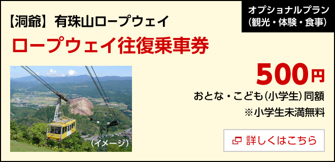 オプション／【洞爺】有珠山ロープウェイ ロープウェイ往復乗車券　500円　詳しくはこちら