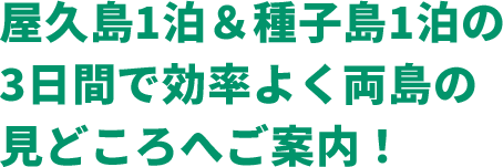 屋久島1泊＆種子島1泊の3日間で効率よく両島の見どころへご案内！