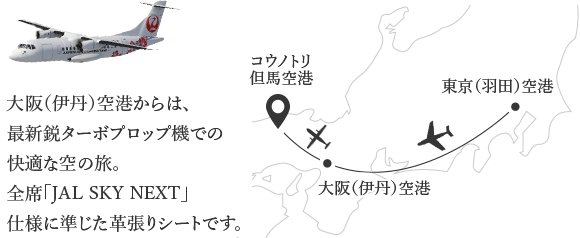 豊岡市へは、コウノトリ但馬空港が便利