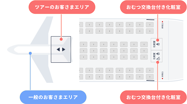 ツアーのお客さまエリア おむつ交換台付き化粧室 一般のお客様エリア おむつ交換台付き化粧室